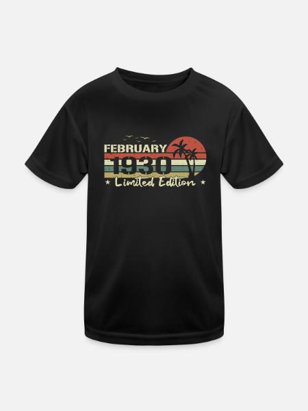 Februar Jahrgang 94. Geburtstag Geboren 1930 Vibe - Kinder Funktions-T-Shirt - Schwarz - Vorne
