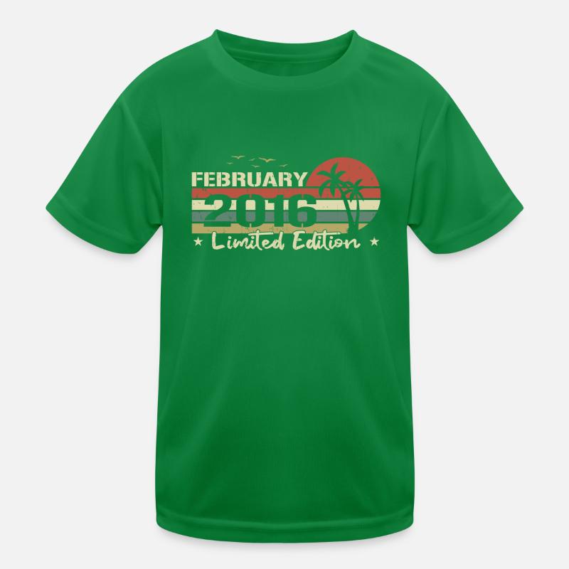 February Vintage 8th Anniversary Born 2016 Vibe Kids Functional T-Shirt