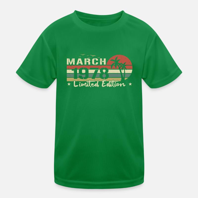 March Vintage 46th Anniversary Born 1978 Vibe Kids Functional T-Shirt