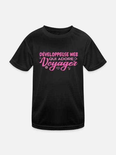 Web developer, globetrotter, travel enthusiast - Kids Functional T-Shirt - black - Front