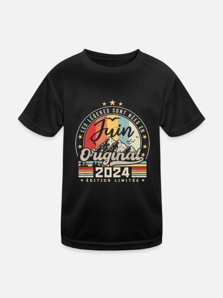 Juin 2024 Anniversaire 2024 Juin Légendes - T-shirt sport Enfant - noir - Devant
