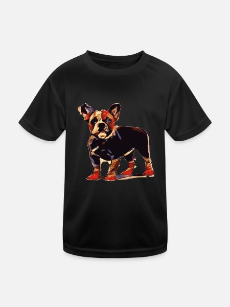 Bulldogge - Kinder Funktions-T-Shirt - Schwarz - Vorne