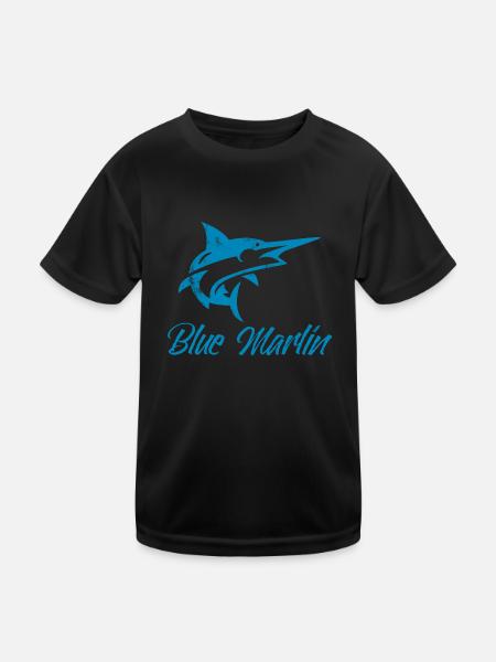 Angler - Angelsport - Blue Marlin - Geschenk - Kinder Funktions-T-Shirt - Schwarz - Vorne