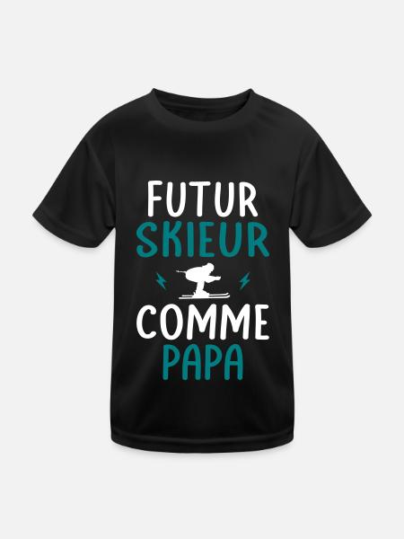 Futur skieur - Comme papa - Cadeau humour - T-shirt sport Enfant - noir - Devant
