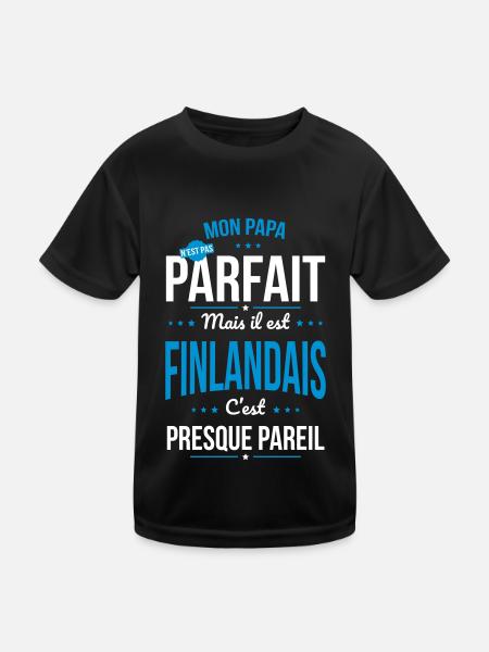 Mon papa n'est pas parfait - Finlandais - T-shirt sport Enfant - noir - Devant