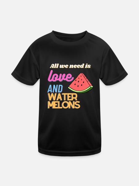 All we need is love and watermelon - Kids Functional T-Shirt - black - Front