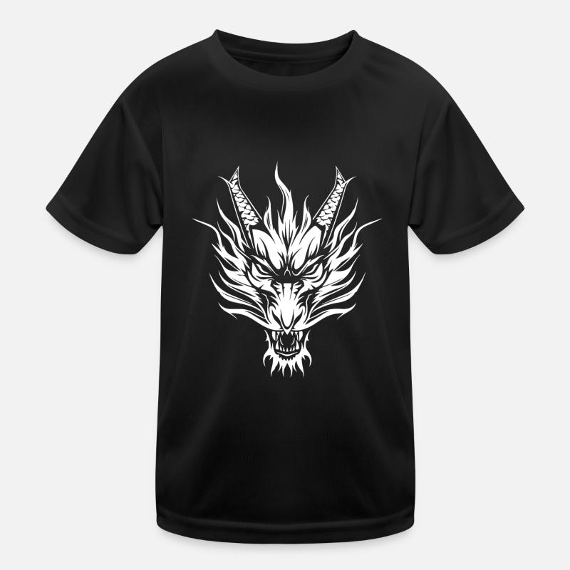 Chinesischer Drache - Kinder Funktions-T-Shirt - Schwarz