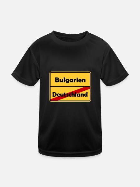 Auswandern nach Bulgarien! Ortsschild Desing. - Kinder Funktions-T-Shirt - Schwarz - Vorne