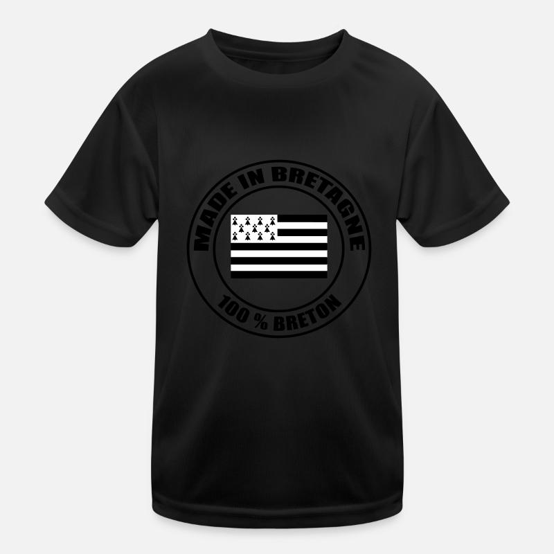 Made in Bretagne drapeau 2 - T-shirt sport Enfant - noir