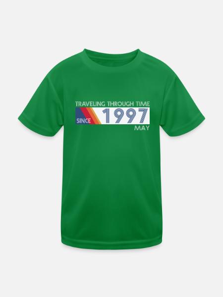 Funny Time Travel Birthday Design May 1997 - Kids Functional T-Shirt - kelly green - Front