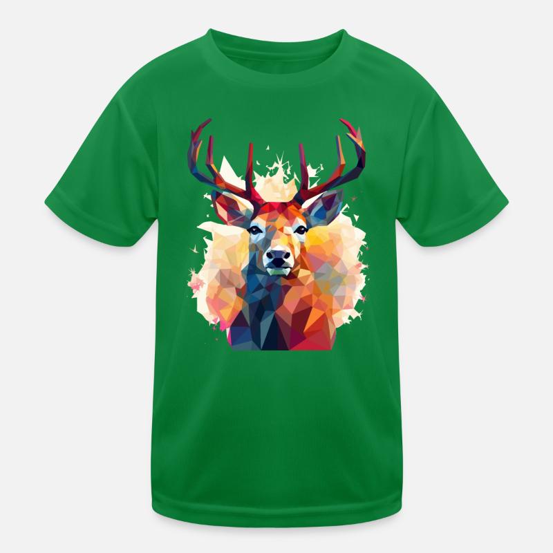 Hirschkopf im Low Polygon Stil Kinder Funktions-T-Shirt