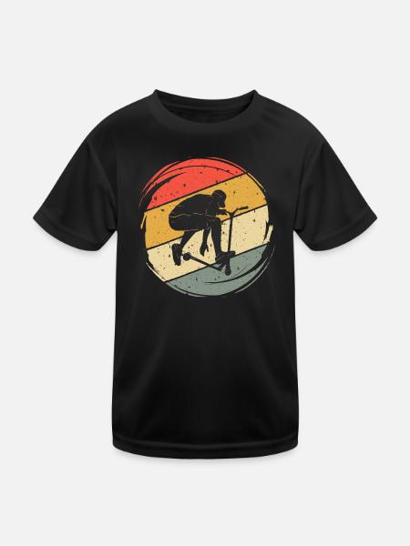 Stunt Scooter Kids Scooter Young Retro - Kids Functional T-Shirt - black - Front