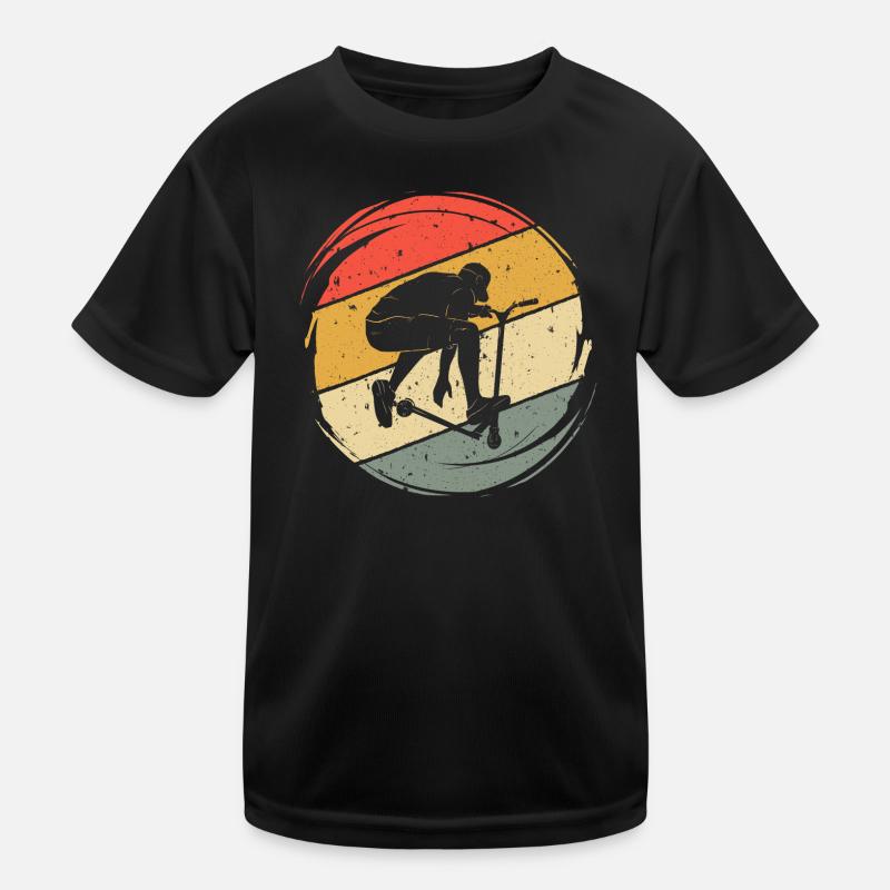 Stunt Scooter Kinder Roller Junge Retro - Kinder Funktions-T-Shirt - Schwarz
