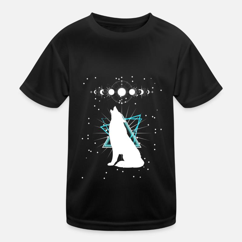 Sternen Wolf - Kinder Funktions-T-Shirt - Schwarz