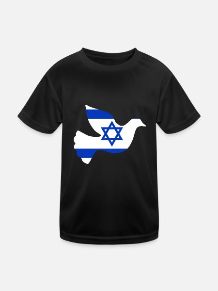 Israel Friedenstaube - Kinder Funktions-T-Shirt - Schwarz - Vorne