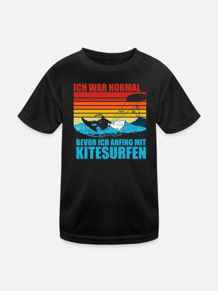 Ich War Normal Bevor Ich Anfing Mit Kitesurfen - Kinder Funktions-T-Shirt - Schwarz - Vorne