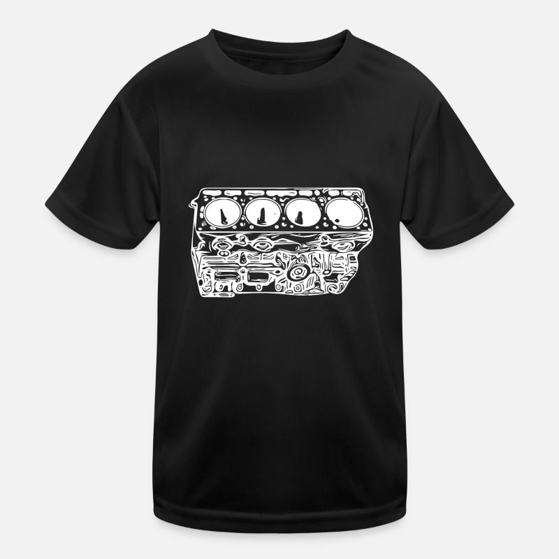 Engine block cylinder displacement fan Kids Functional T-Shirt