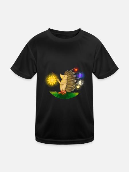 Hedgehog Lantern Saint Martin - Kids Functional T-Shirt - black - Front