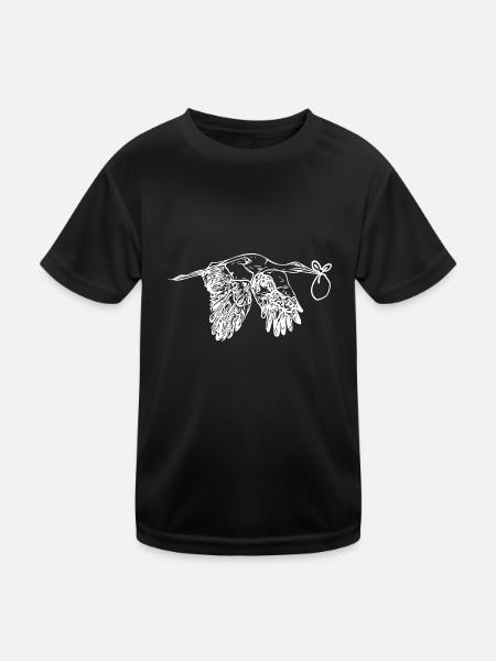 Fliegender Storch Nachwuchs Lieferung - Kinder Funktions-T-Shirt - Schwarz - Vorne