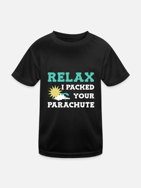 Fallschirm Fallschirmspringen Fallschirmspringer - Kinder Funktions-T-Shirt - Schwarz - Vorne