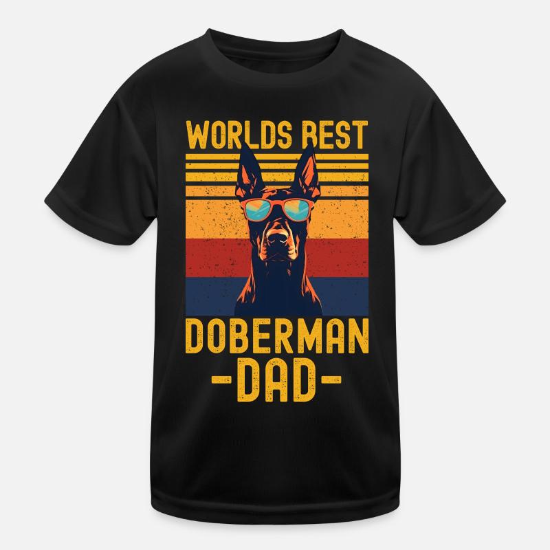 Doberman avec lunettes de soleil rétro T-shirt sport Enfant