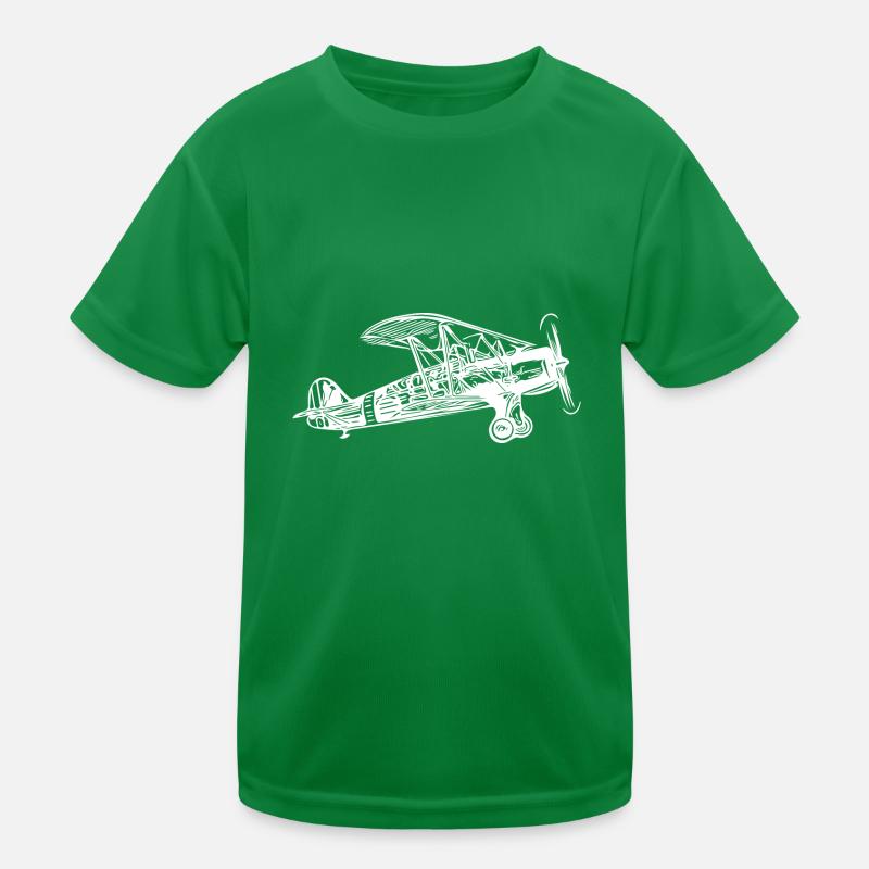 Flying Box Biplane Vintage Illustration Kids Functional T-Shirt