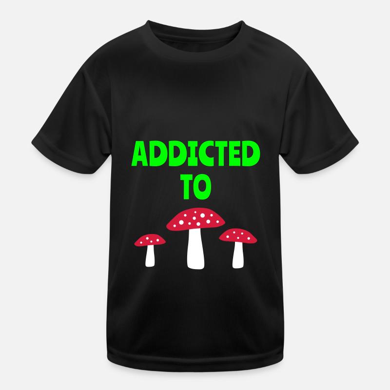 Addicted to fly agarics (three fly agarics) - Kids Functional T-Shirt - black