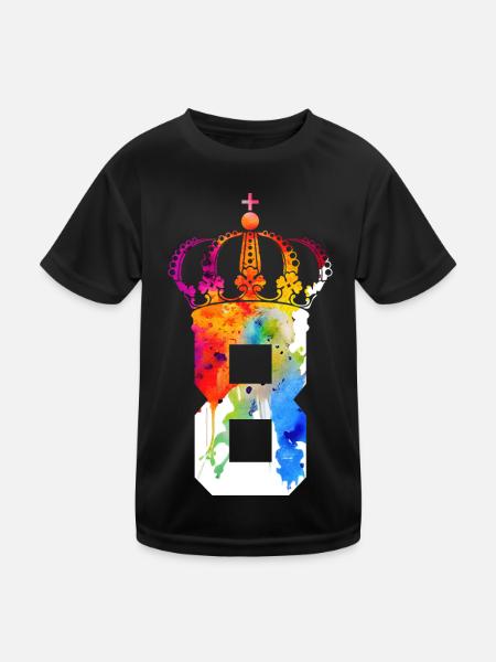 KING 8 YEAR OLD QUEEN 8TH BIRTHDAY - Kids Functional T-Shirt - black - Front