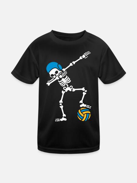 DAB DABBING Skelett Wasserball Halloween - Kinder Funktions-T-Shirt - Schwarz