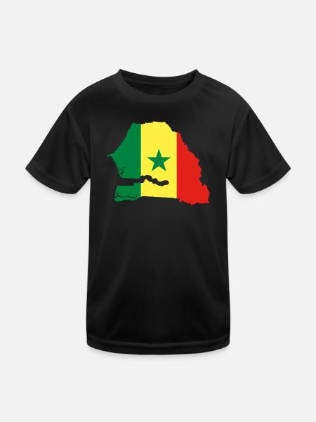 Senegal map flag flag - Kids Functional T-Shirt - black - Front