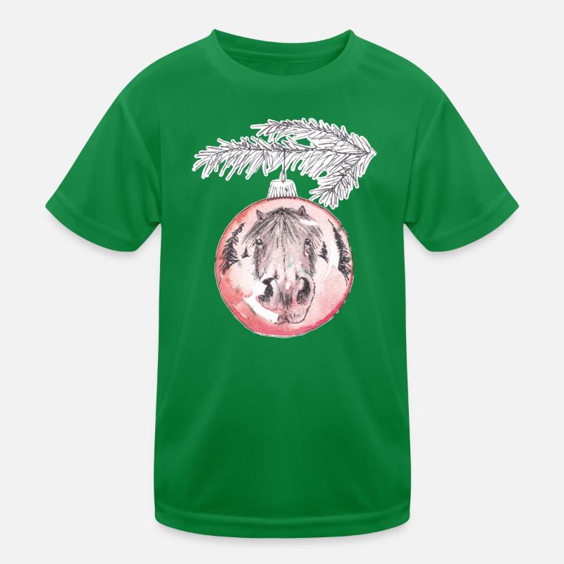 Boule de Noël Joyeux Noël Cheval Rouge T-shirt sport Enfant