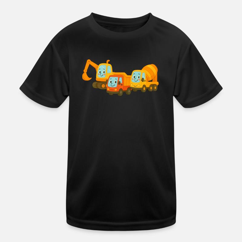Baustelle - Kinder Funktions-T-Shirt - Schwarz