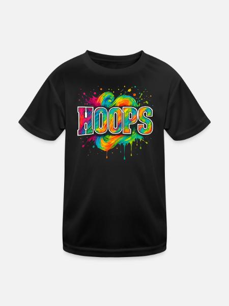 Hoops Basketball Sport Geschenkidee BBall - Kinder Funktions-T-Shirt - Schwarz - Vorne