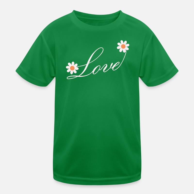 Floral Love Script Design Kids Functional T-Shirt