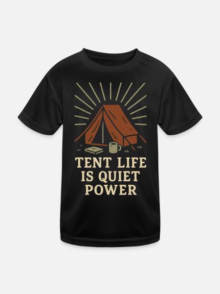 Solo Camping Introverted Camper Quiet - Kids Functional T-Shirt - black - Front
