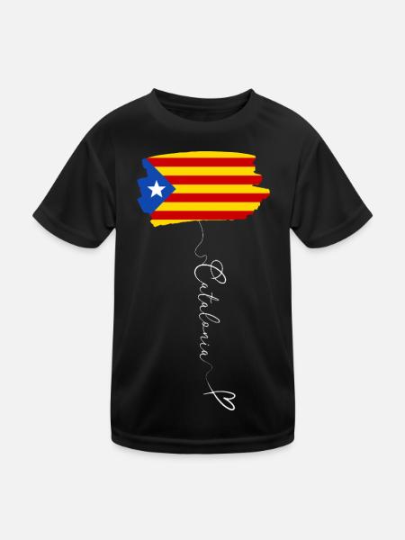 Catalonia Flag Estelada Blava Catalan Pride - Kids Functional T-Shirt - black - Front