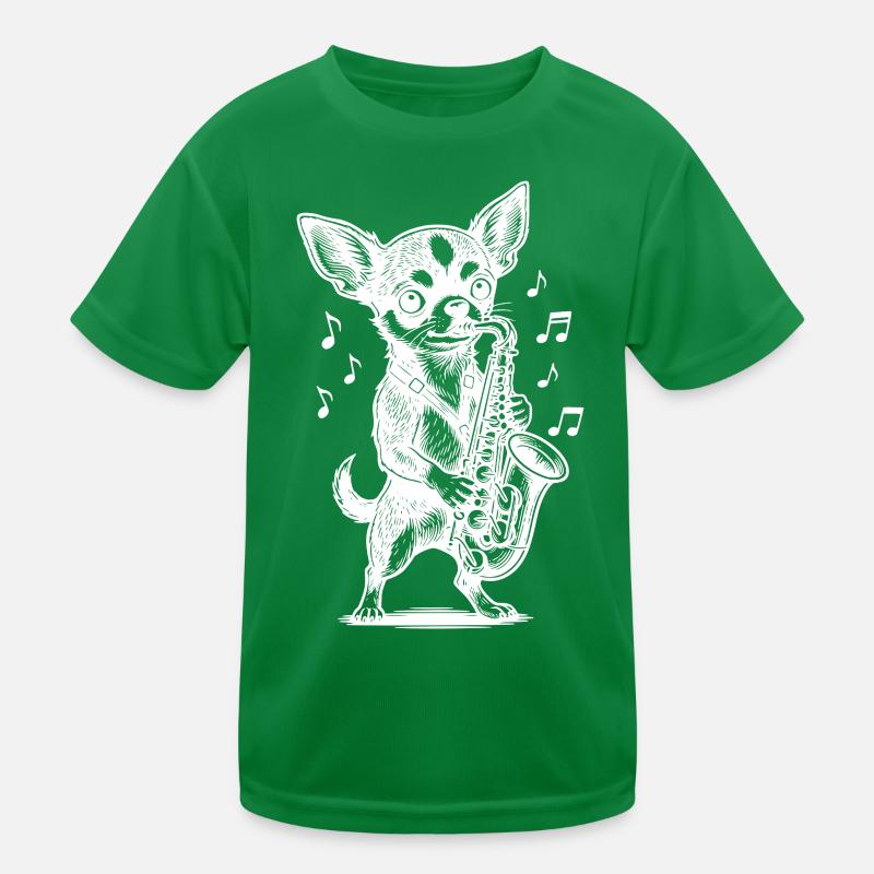 Conception de saxophone Chihuahua T-shirt sport Enfant