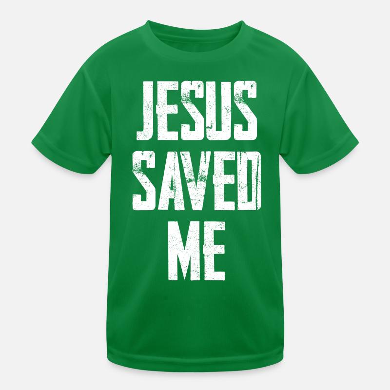 Jesus Saved Me Distressed Text Kids Functional T-Shirt