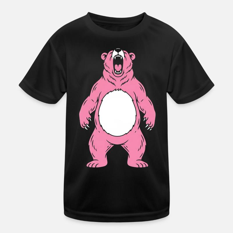 Pink Bear Roars With White Belly Kids Functional T-Shirt