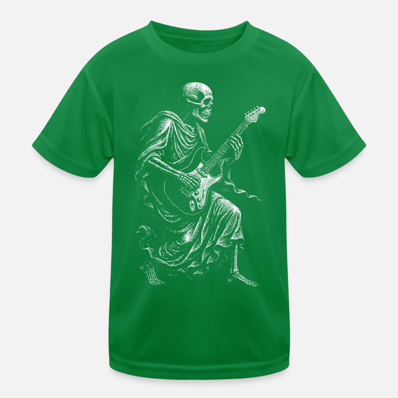 Skeleton Rock Guitar Kids Functional T-Shirt