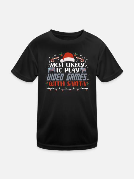 Noël Gamer Gaming Dire Drôle Humour Noël - T-shirt sport Enfant - noir - Devant