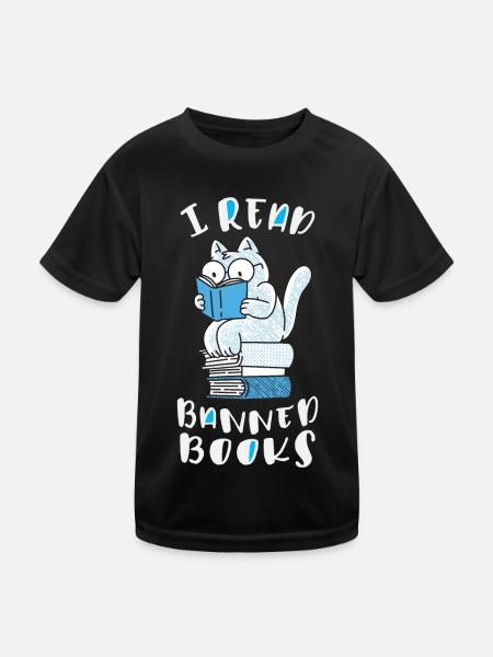 J’ai lu des livres interdits Cat - T-shirt sport Enfant - noir - Devant