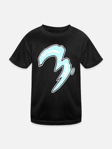Drei - 3 - Nummer 3 - Zahl 3 - Kinder Funktions-T-Shirt - Schwarz - Vorne