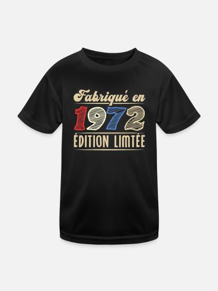 Cadeau D’anniversaire Fabriqué en 1972 - T-shirt sport Enfant - noir - Devant