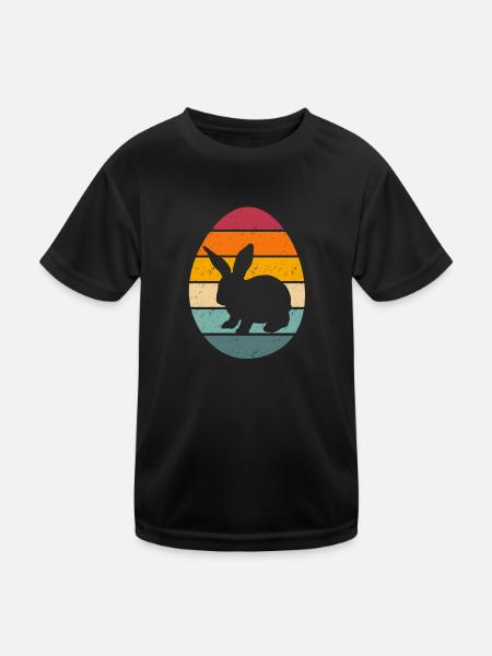 Easter Egg with bunny - Kids Functional T-Shirt - black - Front