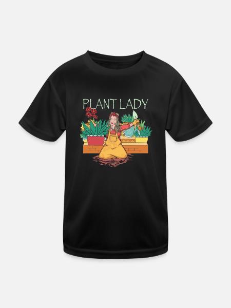 Plant Lady - Kinder Funktions-T-Shirt - Schwarz - Vorne