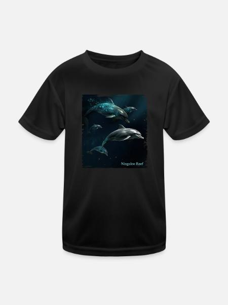 Delfine beim spielen im Ningaloo Reef - Kinder Funktions-T-Shirt - Schwarz - Vorne
