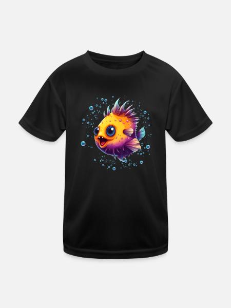 Puffer Fish - Kinder Funktions-T-Shirt - Schwarz - Vorne