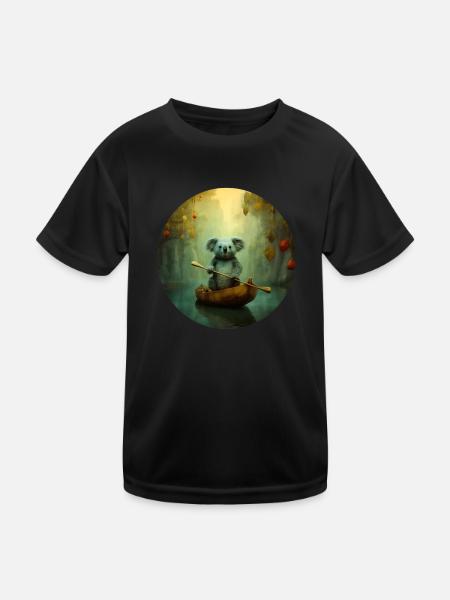 Koala in Venedig - Kinder Funktions-T-Shirt - Schwarz - Vorne