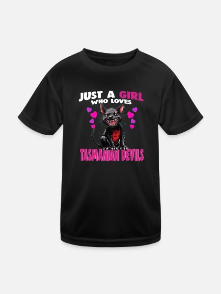 Just a Girl who Loves tasmanian Devils - Kids Functional T-Shirt - black - Front